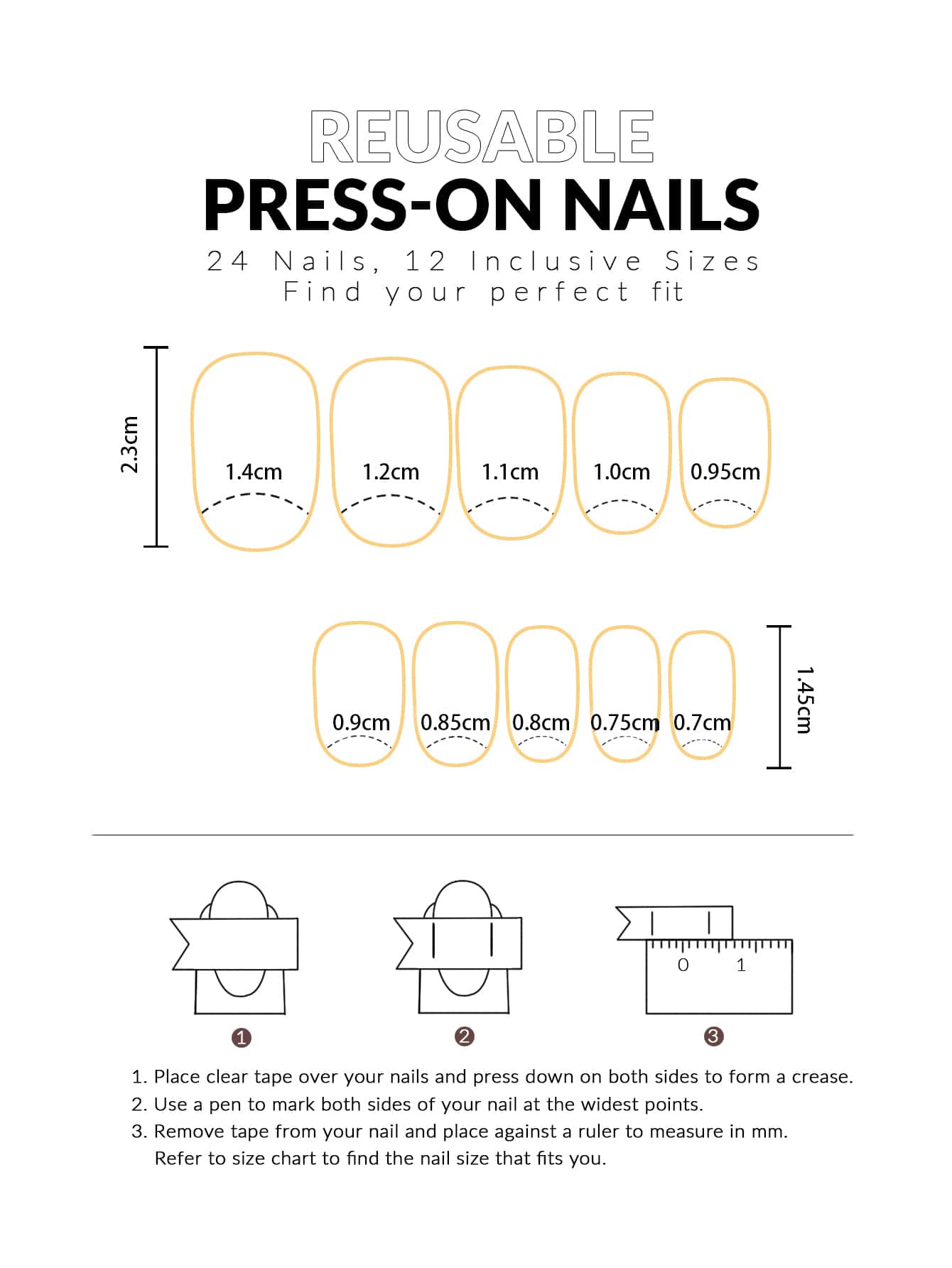 French Nails Long Square Nails White Press-on Nails