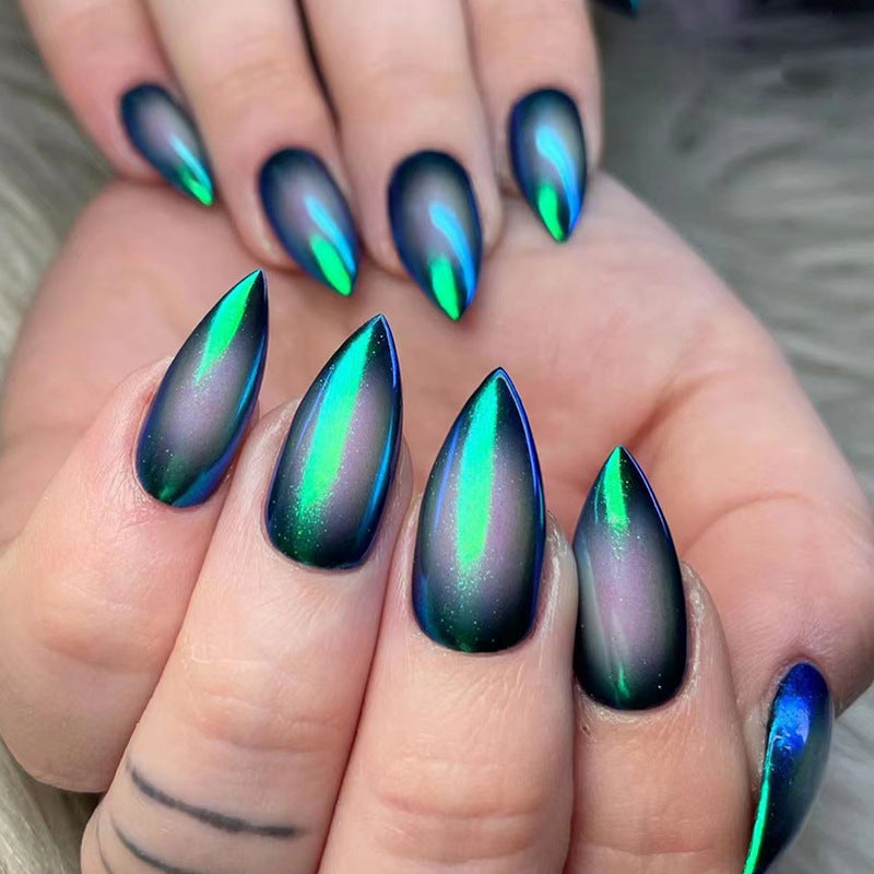 Black Flash Cat Eye Press On Nails
