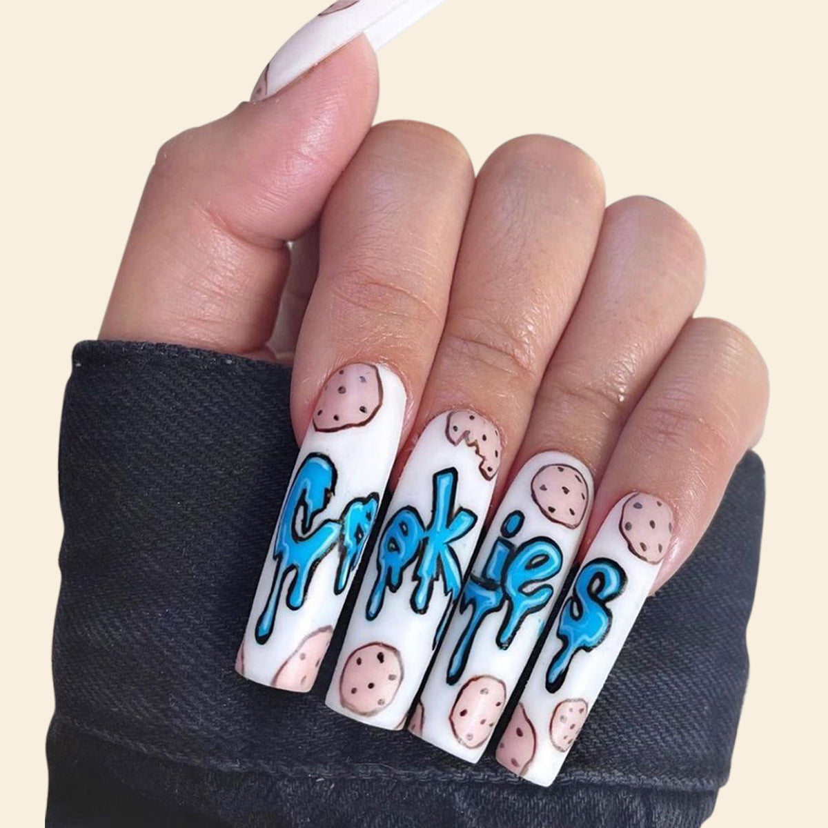 White Ballet Cookies Press On Nails