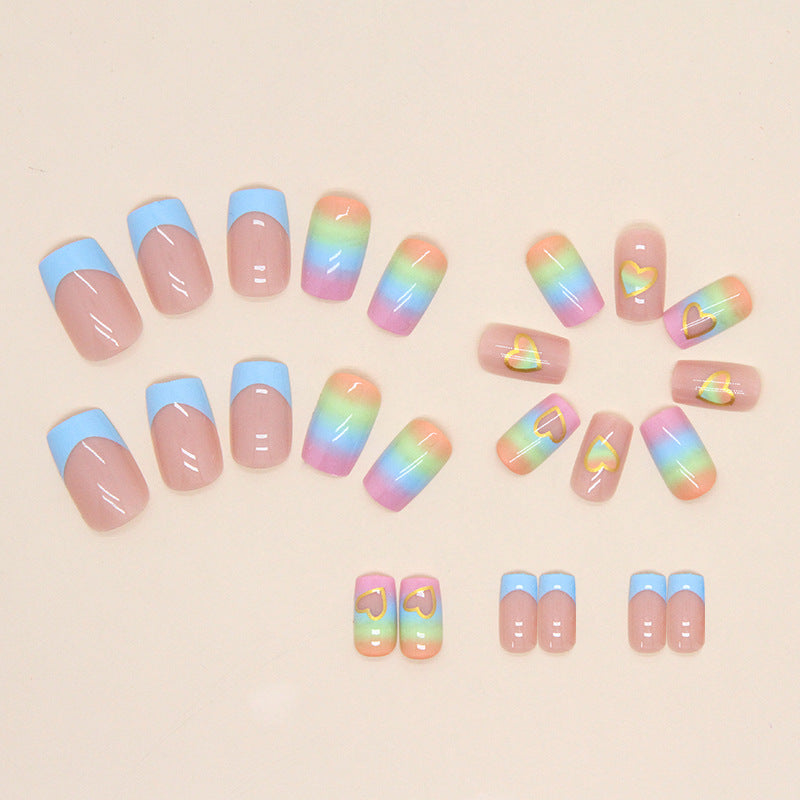 Love Rainbow French Press On Nails