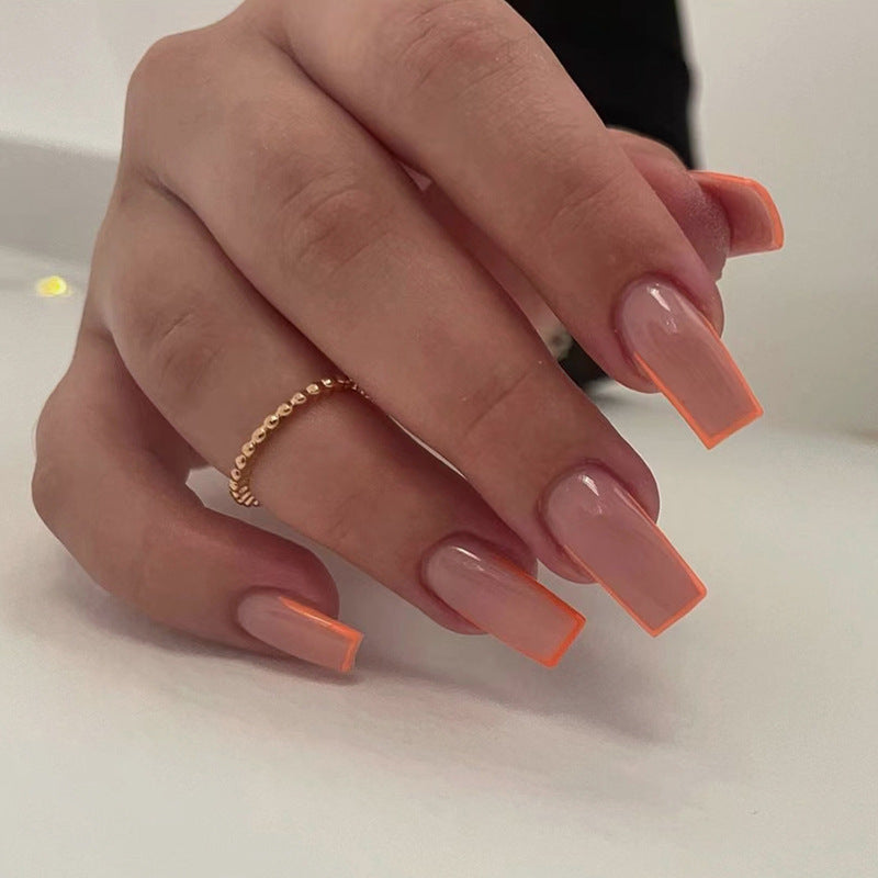 Vibrant Orange French Press On Nails