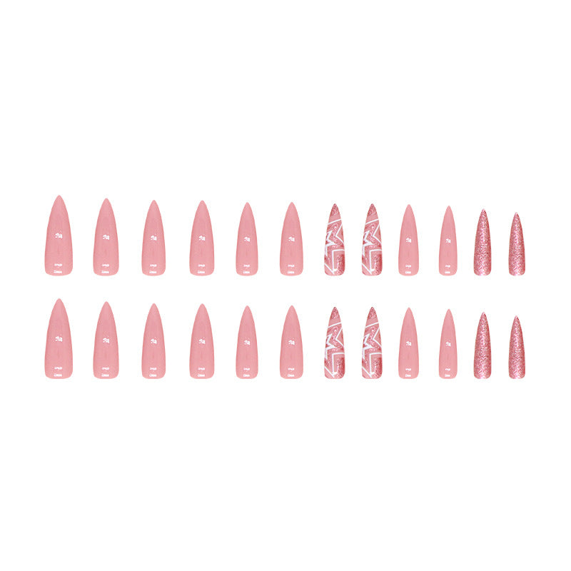 Nude Glitter Stars Press On Nails