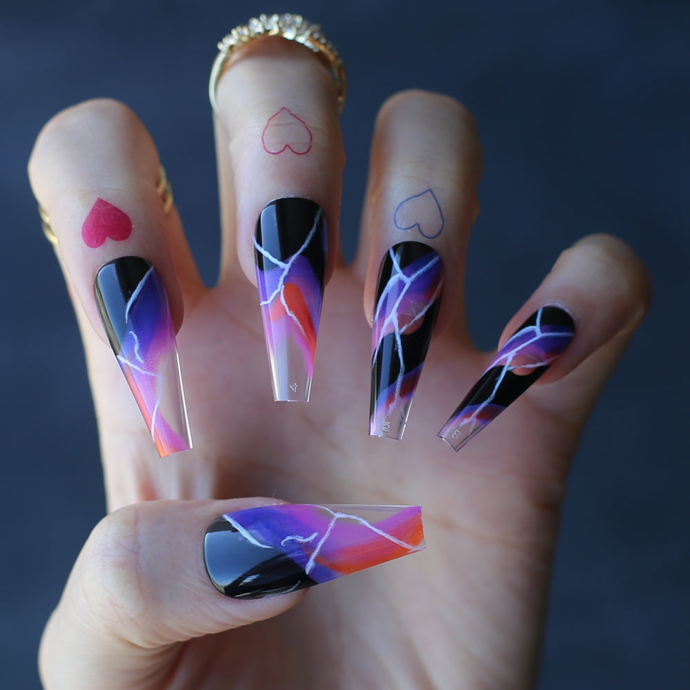 Ombre Halloween Nails Black Smudged Coffin Nails