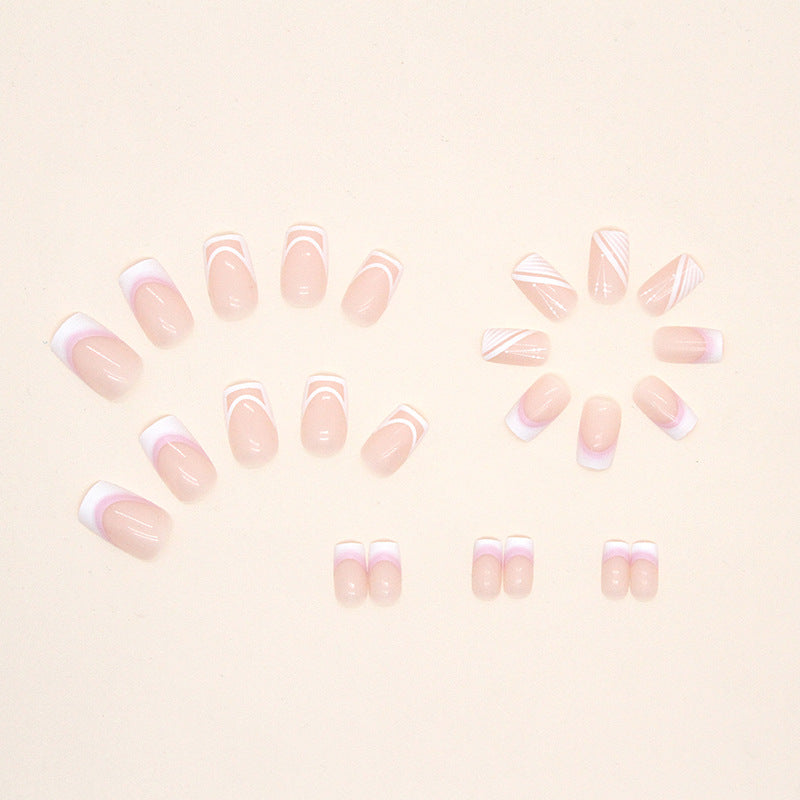 French Nails Long Square Nails White Press-on Nails