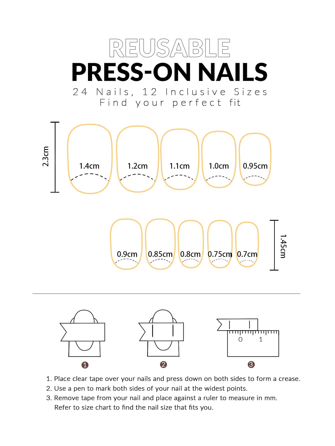 French Nails Long Square Nails White Press-on Nails