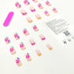 Square Nails French Nails Flower Press-On Nails