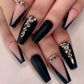 Black Nails Long Coffin Nails Diamond Press On Nails