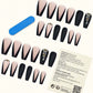 Black Nails Long Coffin Nails Diamond Press On Nails