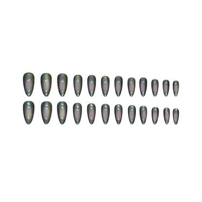 Black Flash Cat Eye Press On Nails