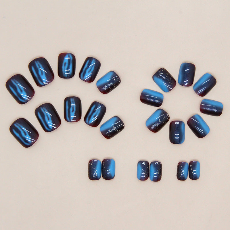 Aurora Galaxy Blue Press On Nails
