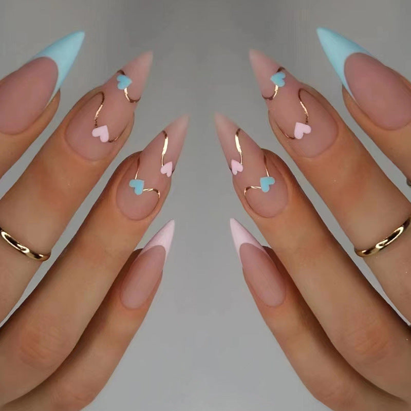 Frosted Heart French Press On Nails