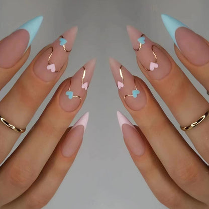 Frosted Heart French Press On Nails