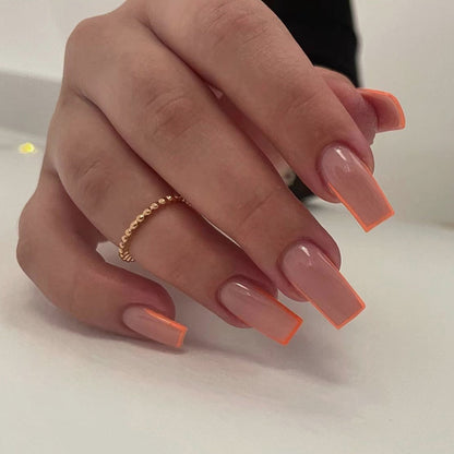 Vibrant Orange French Press On Nails