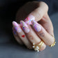 Pink Ombre Fake Nails Glitter Crystal Nails