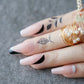 Nude Black French Fake Nails Long Coffin Nails