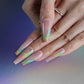 Rainbow French Nails Glitter Coffin Fake Nails