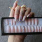 Nude Ombre Fake Nails Glitter Crystal Coffin Nails