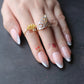 Glitter V French Nails Classic Almond Fake Nails