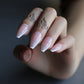 Nude White French Nails Long Coffin Fake Nails