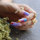 Lavender Purple Nude Ombre Coffin Fake Nails
