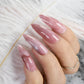 Pink Marble Extra Long Stiletto Fake Nails