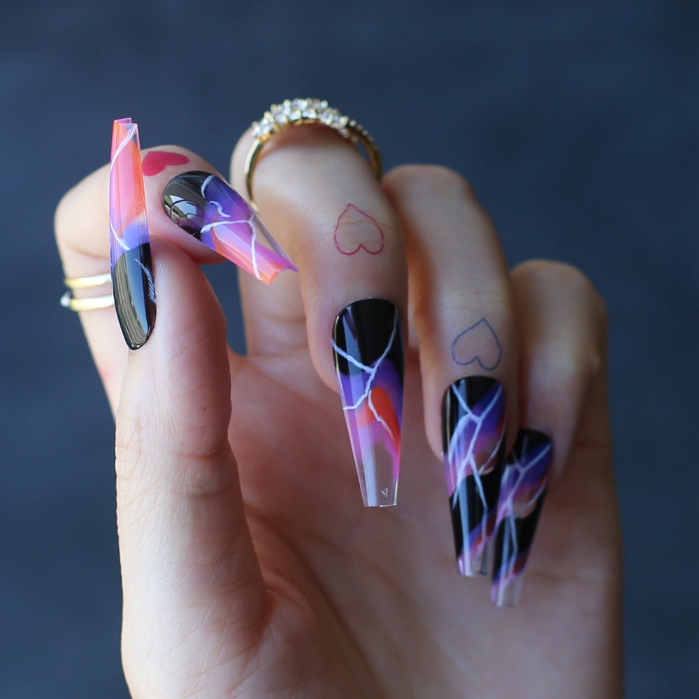 Ombre Halloween Nails Black Smudged Coffin Nails