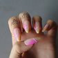 Almon Nails Summer Nais Yellow and Pink Press-on Nails